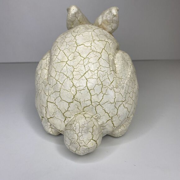 Farmhouse Easter Bunny Rabbit Figure White Antique Crackle Finish Spring Decor - Picture 6 of 12